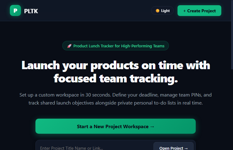 Project Luncher interface showing a real launch tracking workspace